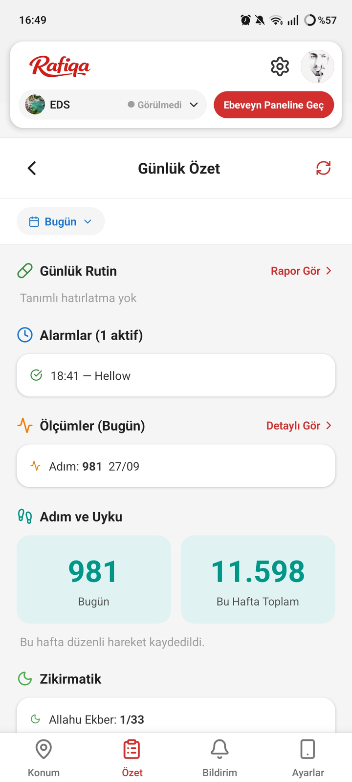 Onun için ayarlayın
